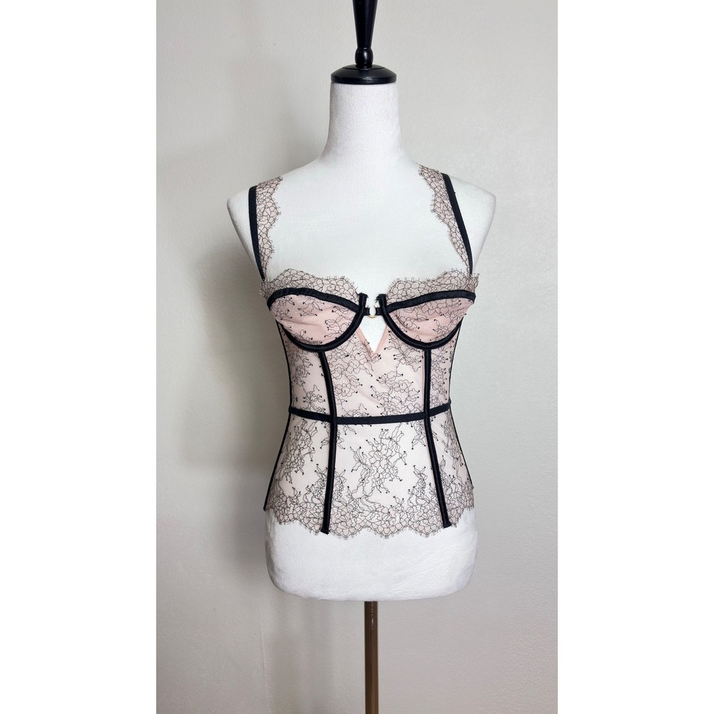 Y2K Victoria's Secret Chantilly Sheer Lace Bustier Corset Bra Top Size Small